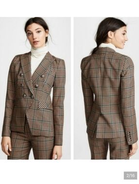 Veronica Beard Miller SUIT Dickey Jacket Blazer & Pants Wool Houndstooth Size 2